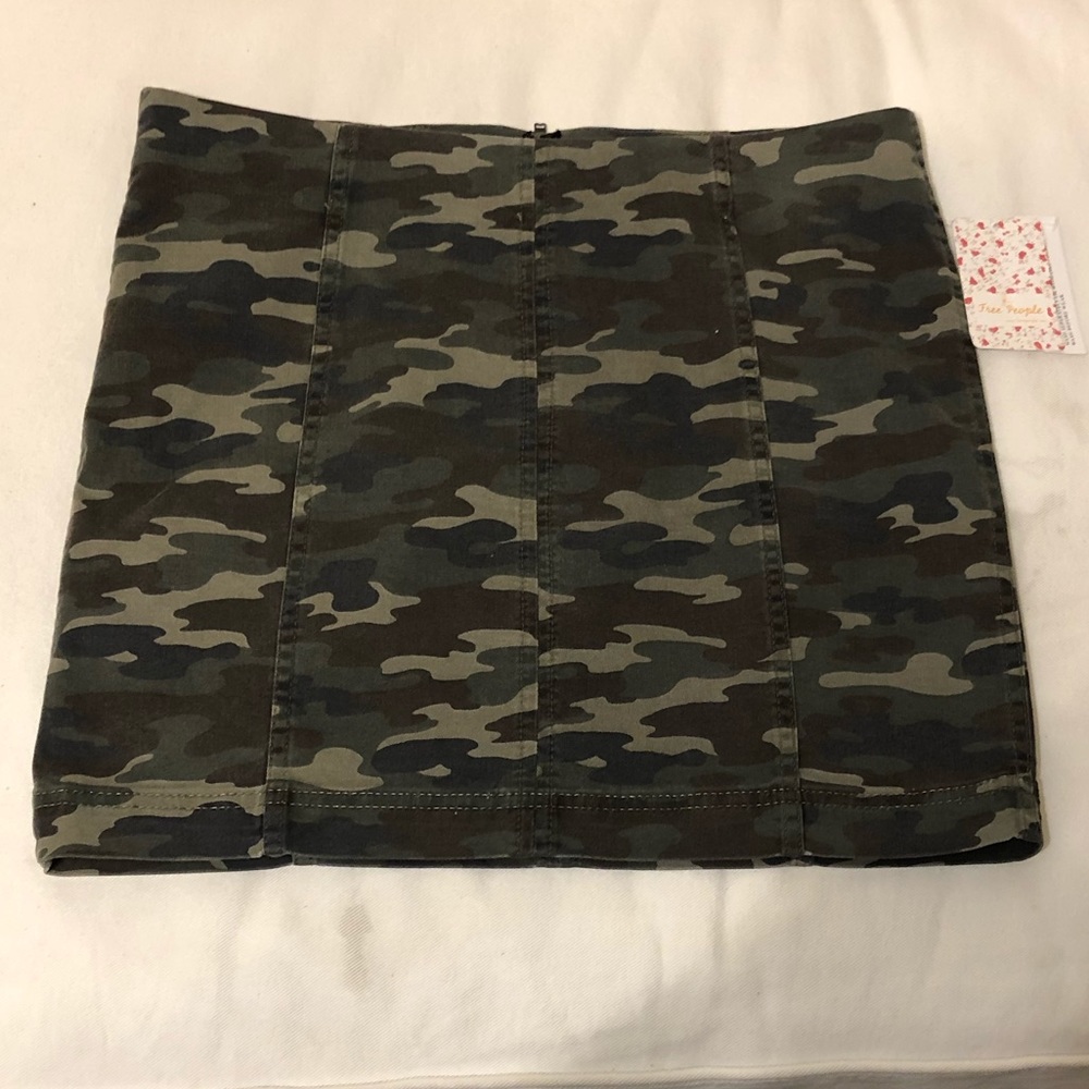 New Free People Camouflage Olive “Femme” skirt
